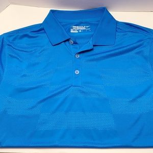 Nike Polo Shirt Mens Medium Blue Short Sleeve Golf Dri Fit Tour Performance